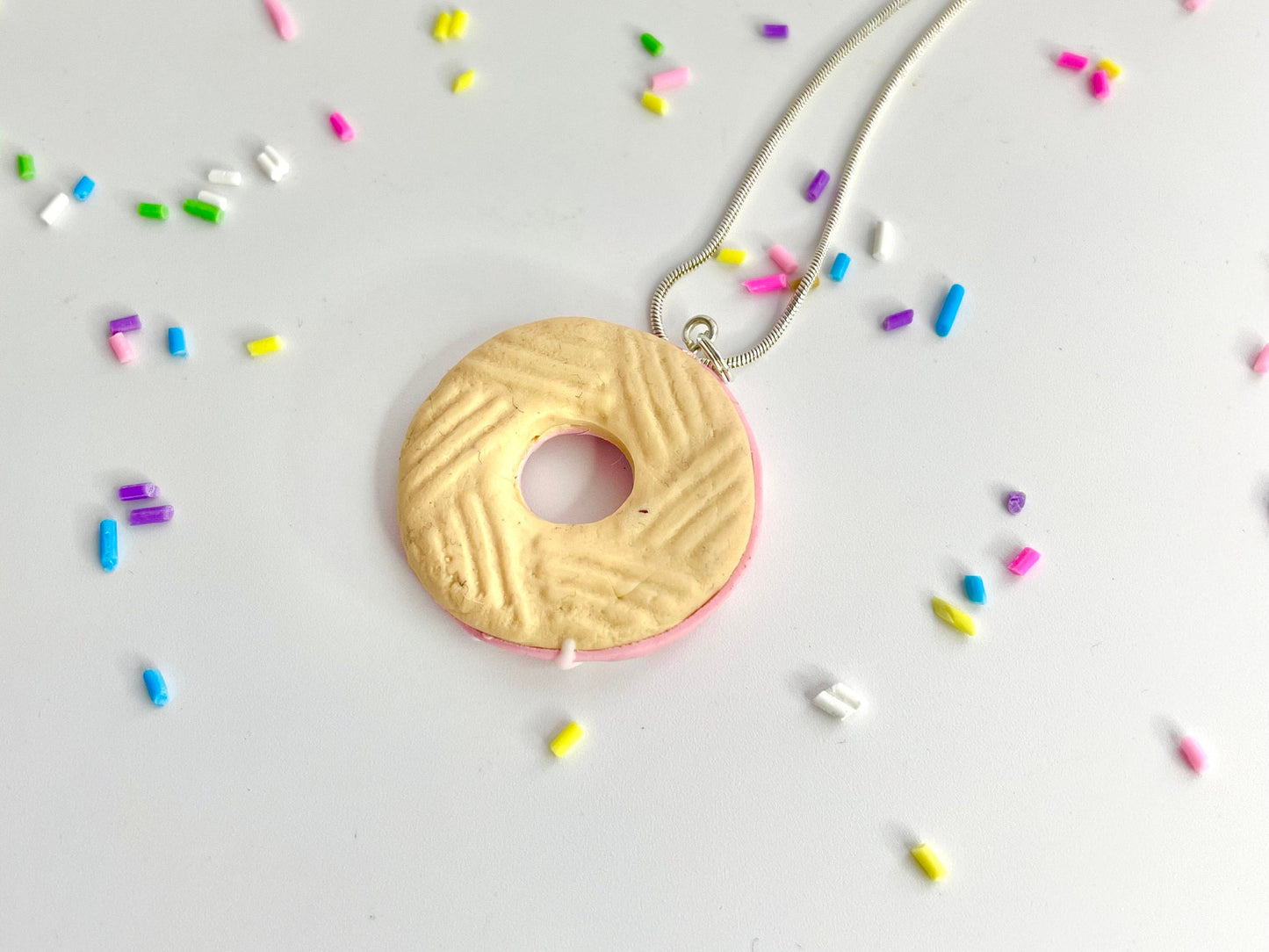 Handmade Pink Party Ring Biscuit Necklace