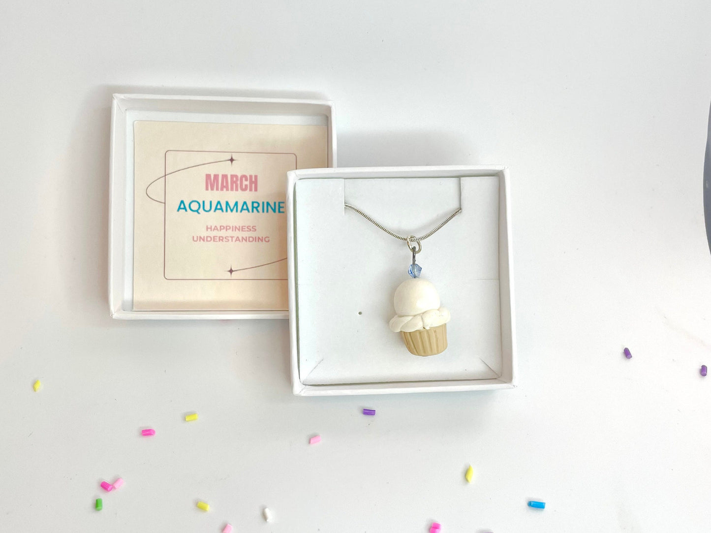 March Aquamarine Crystal Birthstone Pendant