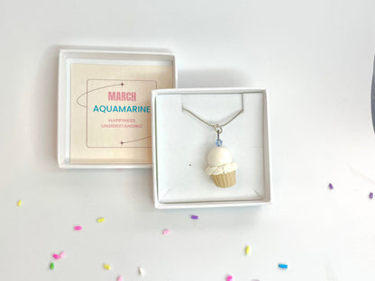 March Aquamarine Crystal Birthstone Pendant