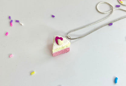 Tiny Angel Cake Slice Charm Pendant Necklace