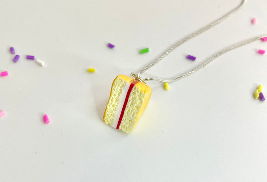 Handmade Victoria Sponge Tiny Cake Slice Necklace