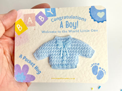 Congratulations New Baby Boy Large Pocket Hug Gift