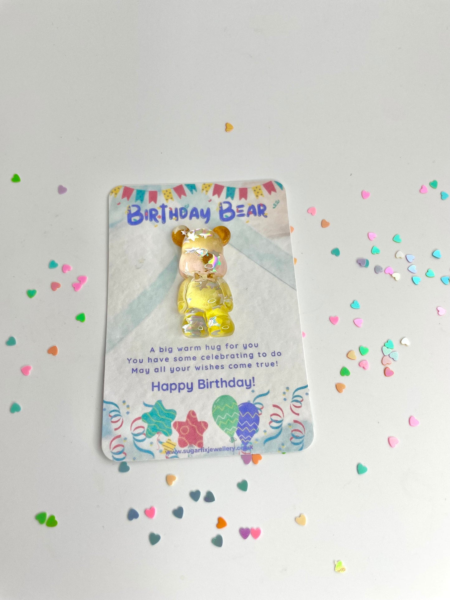 Sparkle Birthday Teddy Bear Pocket Hug