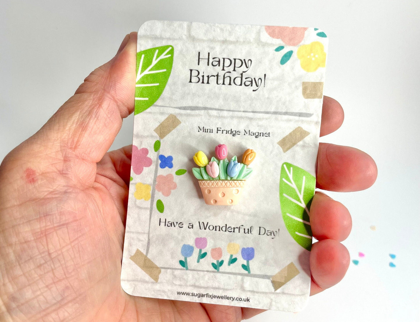 Happy Birthday Flower Magnet Pocket Hug