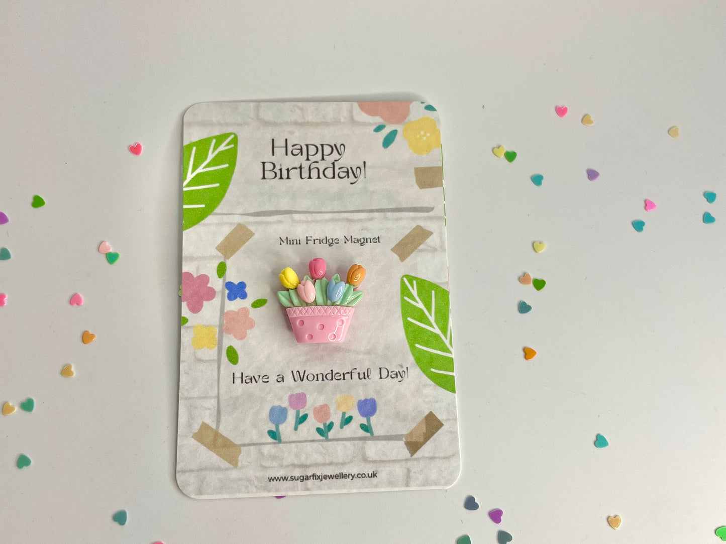 Happy Birthday Flower Magnet Pocket Hug