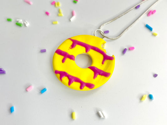 Handmade Yellow Party Ring Biscuit Necklace