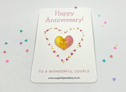 Happy Anniversary Pocket Hug to a Heart Wonderful Couple Keepsake Token