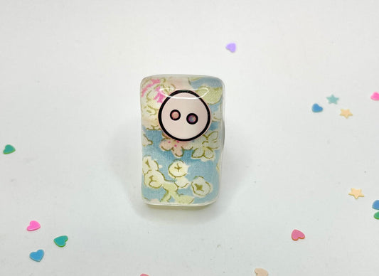Colourful Button Floral Resin Statement Ring