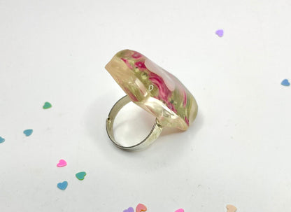 Colourful Button Floral Statement Resin Ring