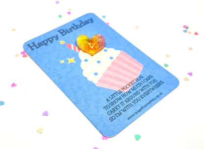 Cupcake Happy Birthday Pocket Hug Card Token