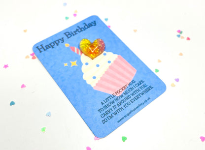 Cupcake Happy Birthday Pocket Hug Card Token