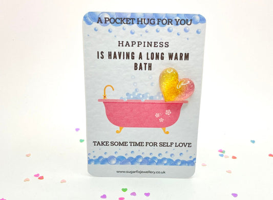 Happiness Bath Heart Pocket Hug - Thinking of You Self Love Token