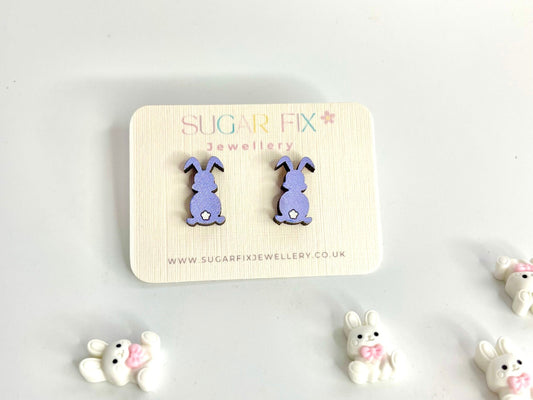 Easter Bunny Stud Pierced Earrings - Cute Rabbit -Alternate Gift - Easter Free Gift Bag Included