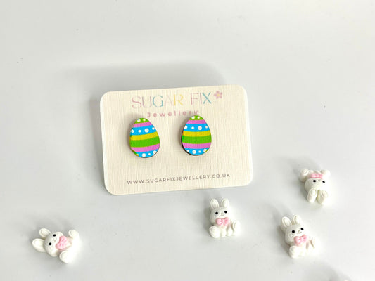 Easter Egg Stud Pierced Earrings - Colourful -Alternate Gift - Easter Free Gift Bag Included