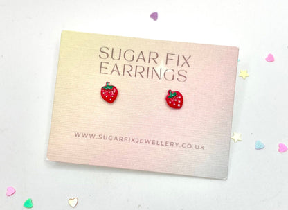 Tiny Strawberry Stud Hypoallergenic Earrings