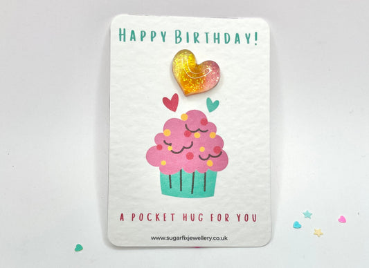 Cupcake Happy Birthday Pocket Hug Gift Card