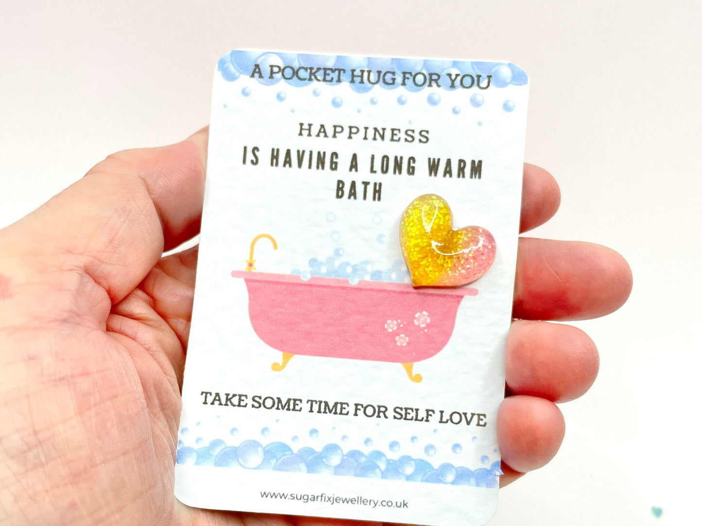 Happiness Bath Heart Pocket Hug - Thinking of You Self Love Token