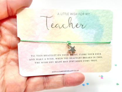 Teacher Thank You Wish Bracelet