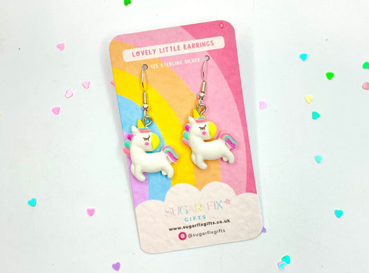 Unicorn Sterling Silver Drop Earrings