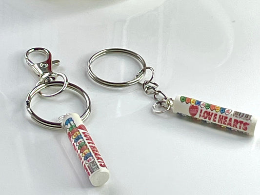 Candy Hearts Bag Charm, Love Tube Keyring