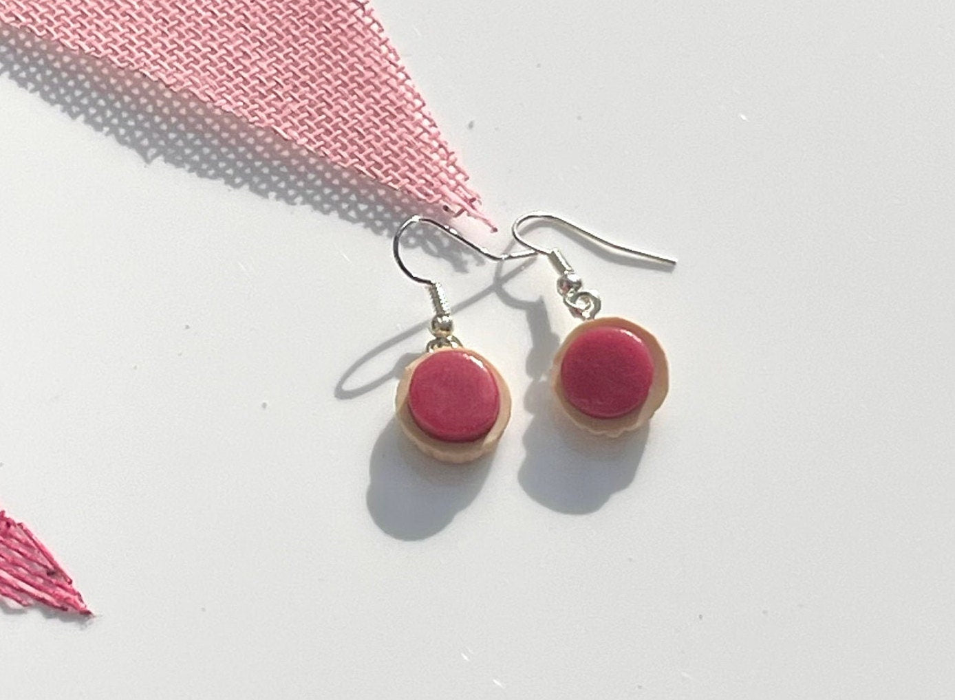 Silver Raspberry Jam Tart Dangle Earrings