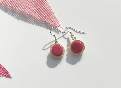 Silver Raspberry Jam Tart Dangle Earrings