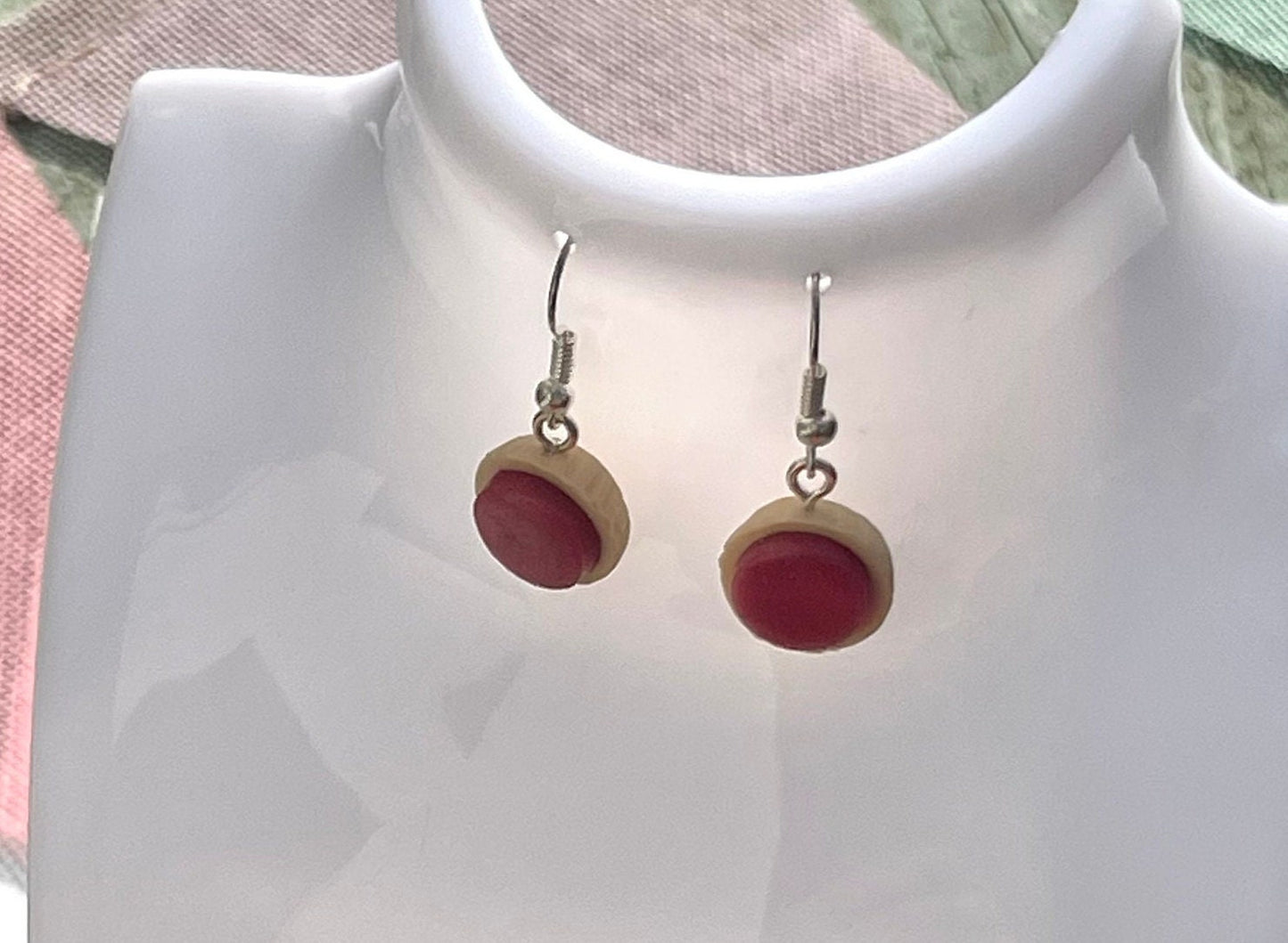 Silver Raspberry Jam Tart Dangle Earrings