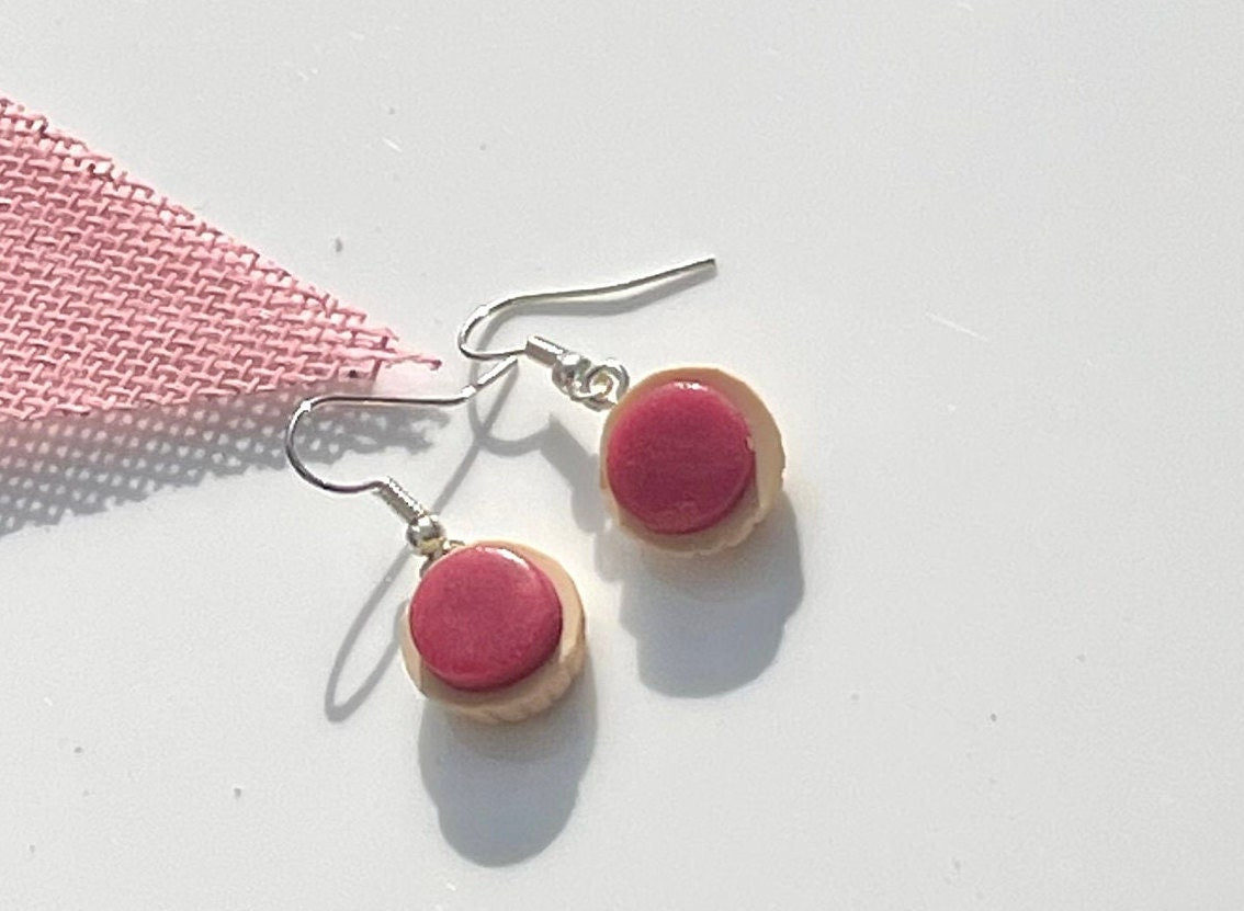 Silver Raspberry Jam Tart Dangle Earrings