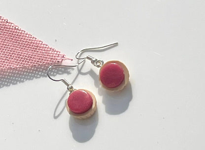 Silver Raspberry Jam Tart Dangle Earrings