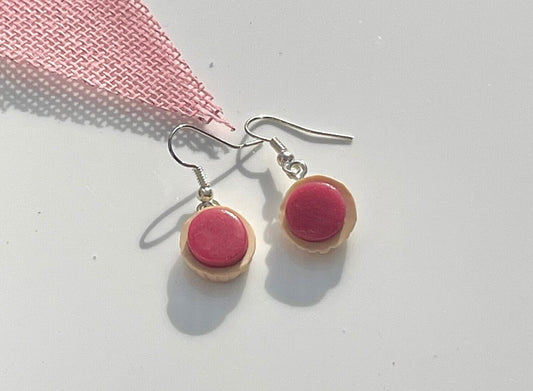 Silver Raspberry Jam Tart Dangle Earrings