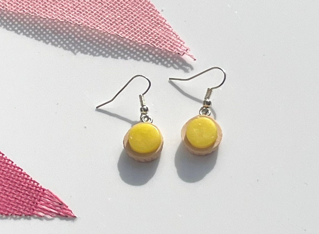 Silver Lemon Curd Jam Tart Earrings