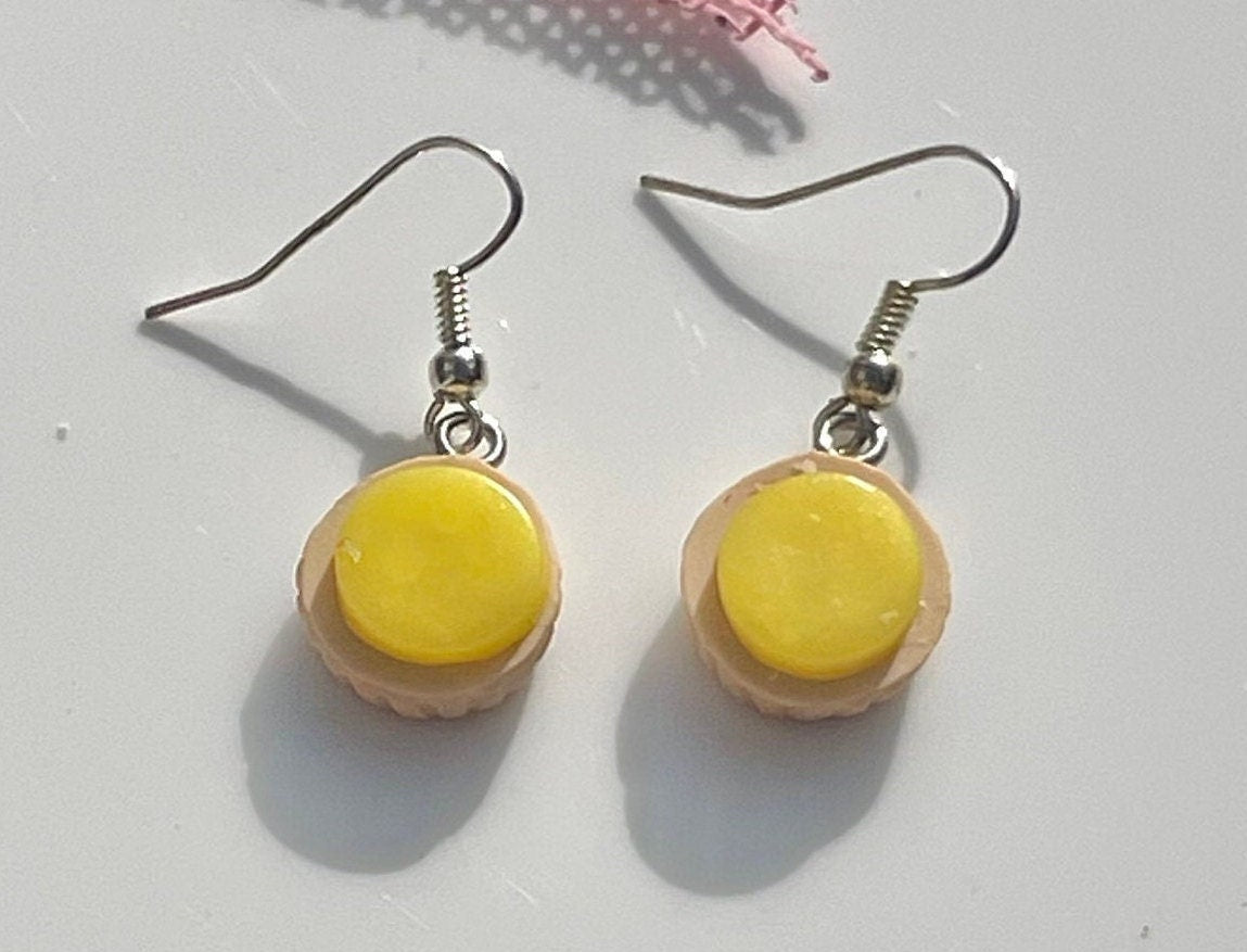 Silver Lemon Curd Jam Tart Earrings