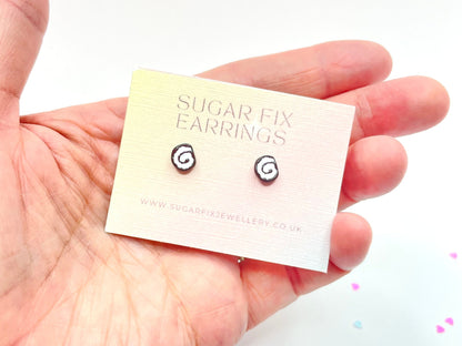 Tiny Swiss Roll Cake Hypoallergenic Earrings