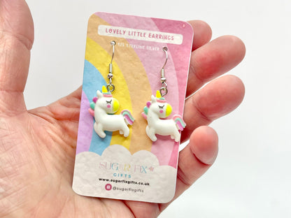 Unicorn Sterling Silver Drop Earrings