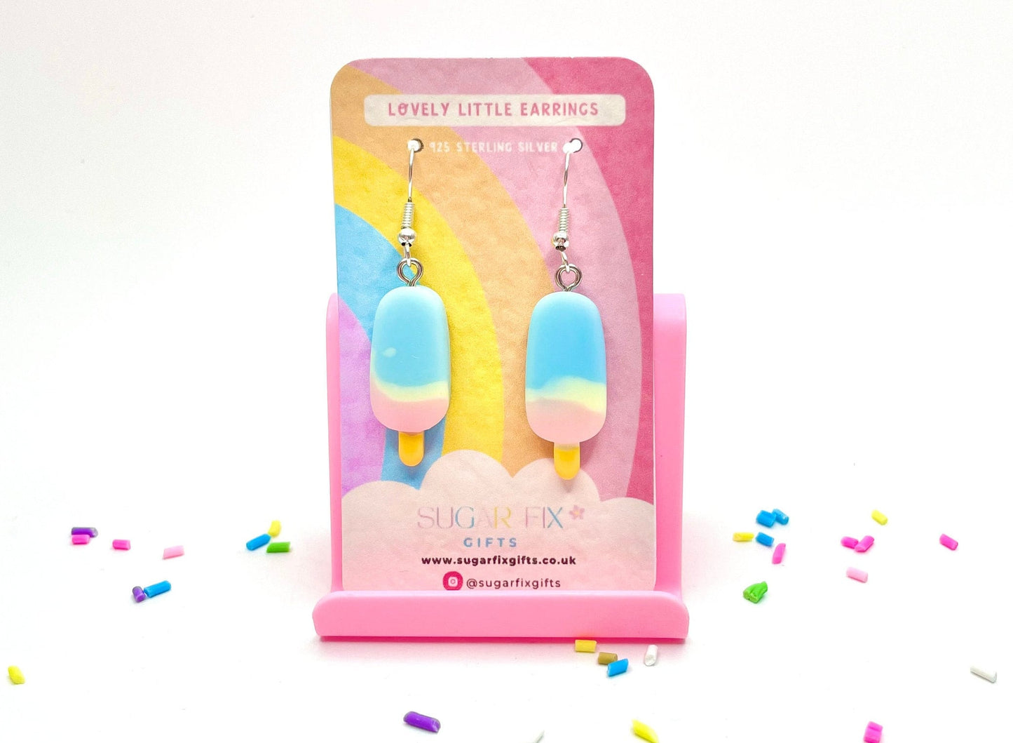 925 Blue Lollipop Dangle Silver Earrings