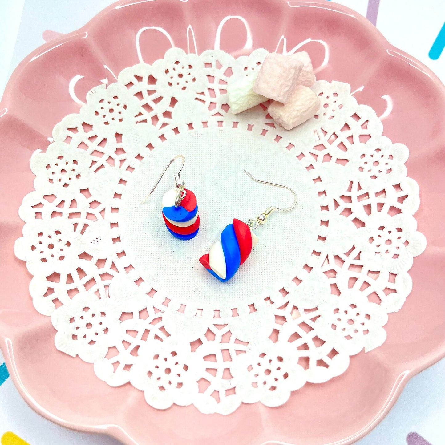 Sterling Silver Flump Marshmallow Dangle Earrings