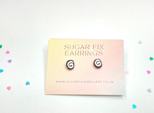 Tiny Swiss Roll Cake Hypoallergenic Earrings