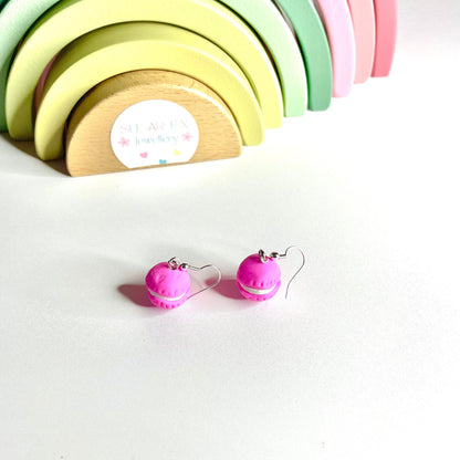 Sterling Silver Hot Pink Macaroon Earrings