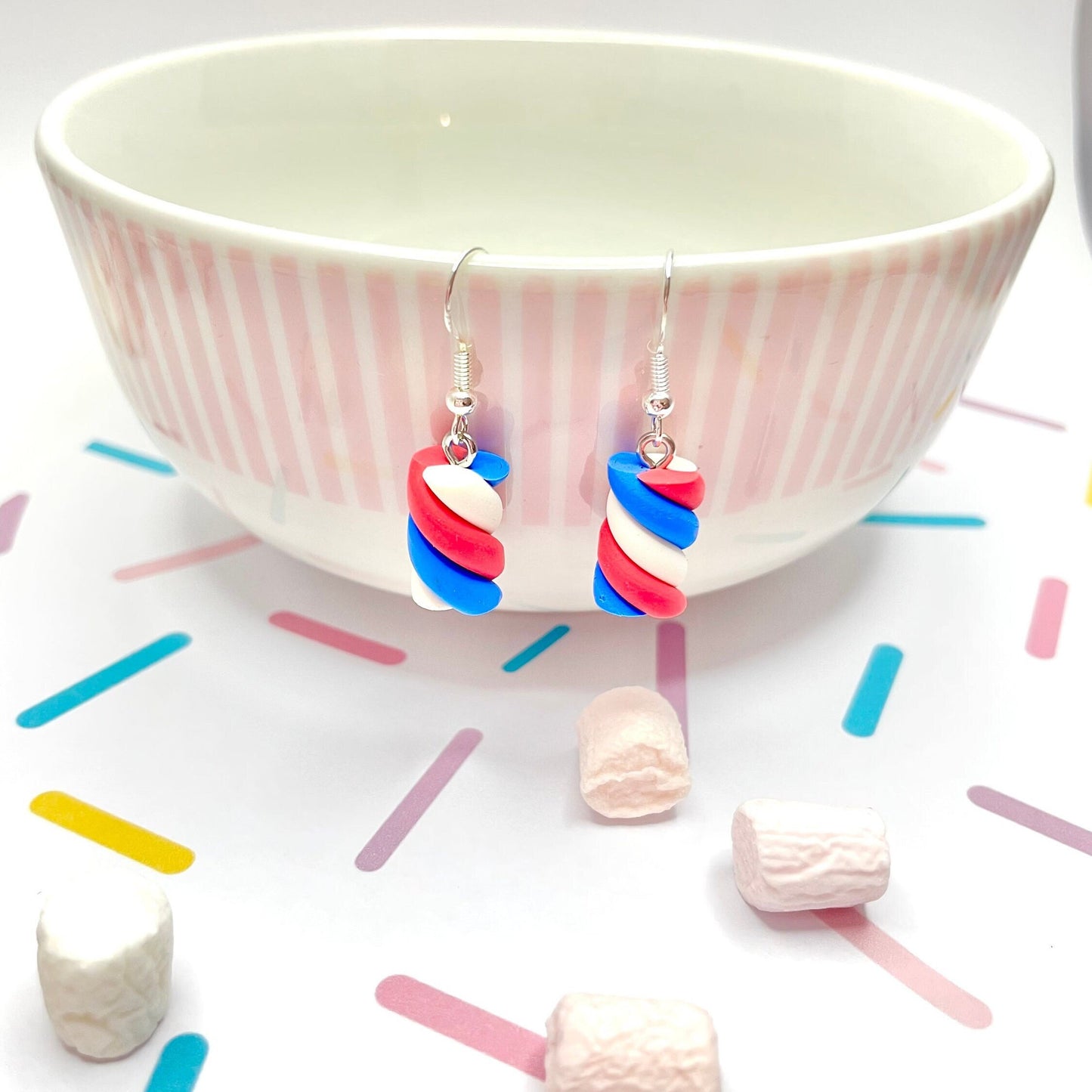 Sterling Silver Flump Marshmallow Dangle Earrings