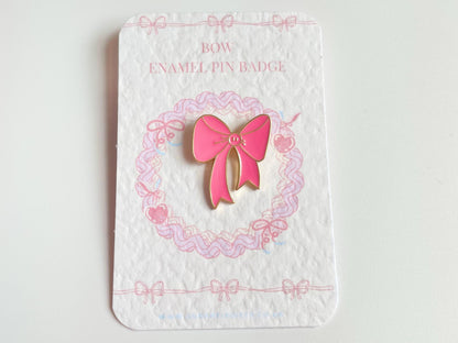 Pink Bow Enamel Pin Brooch