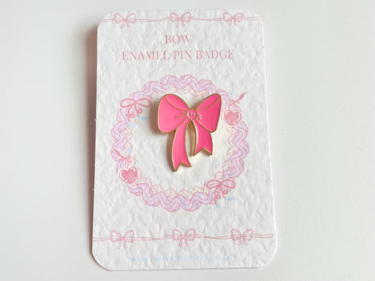 Pink Bow Enamel Pin Brooch