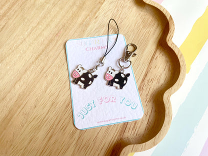 Cute Cow Phone Charm or Bag Charm