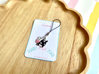 Cute Cow Phone Charm or Bag Charm