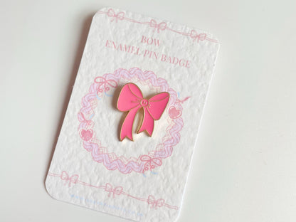 Pink Bow Enamel Pin Brooch
