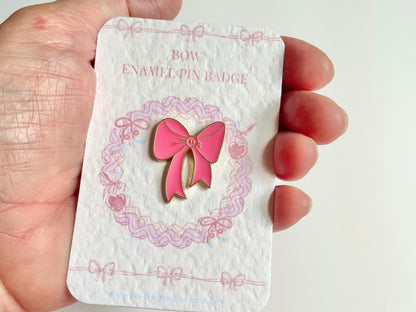 Pink Bow Enamel Pin Brooch