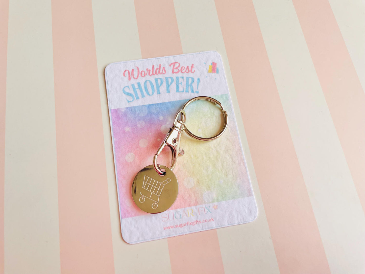 Worlds Best Shopper Trolley Coin Keyring
