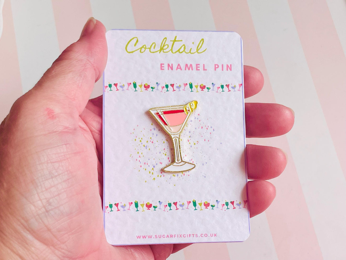 Pink Cocktail Pin Badge