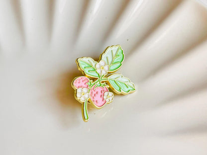Strawberry Blossom Enamel Pin Brooch