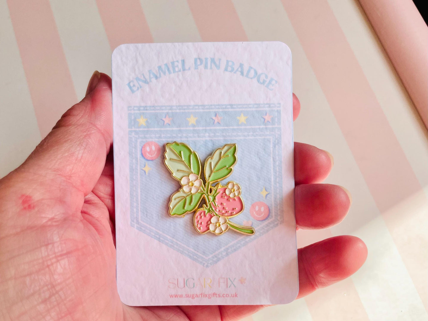 Strawberry Blossom Enamel Pin Brooch