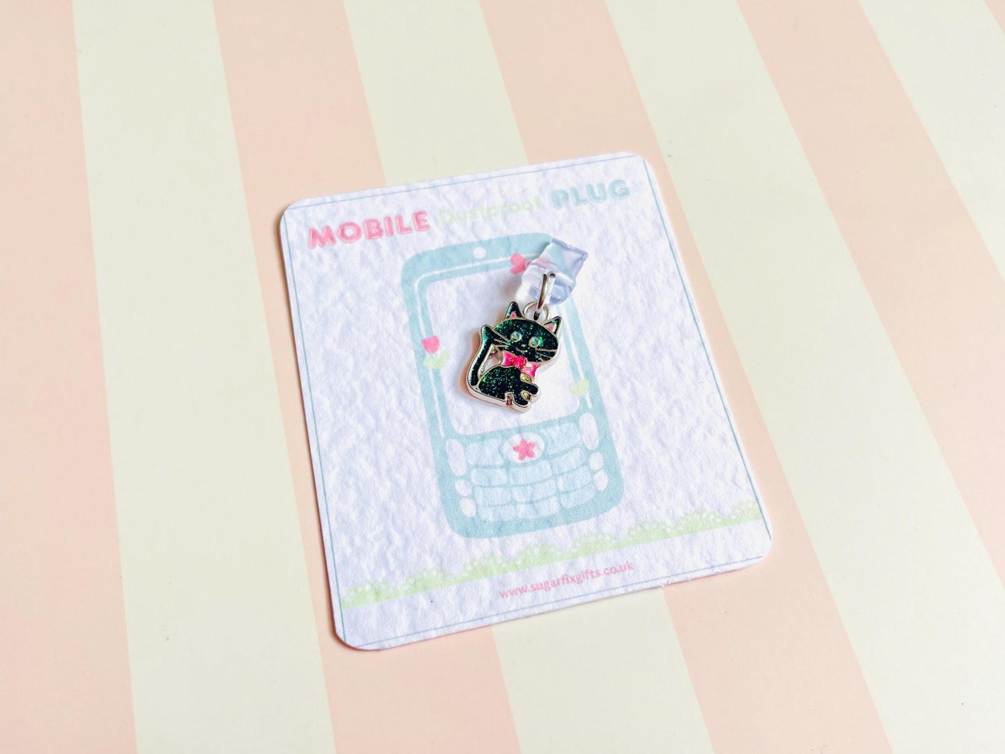 Glitter Cat Dust Plug Phone Charm